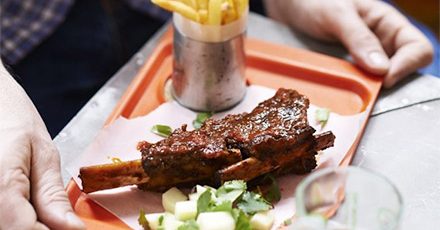 Diabetic-Friendly BBQ beef short ribs with green apple salsa & fries