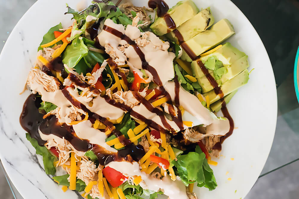 Diabetic-Friendly Keto BBQ Salad with Shredded Chicken